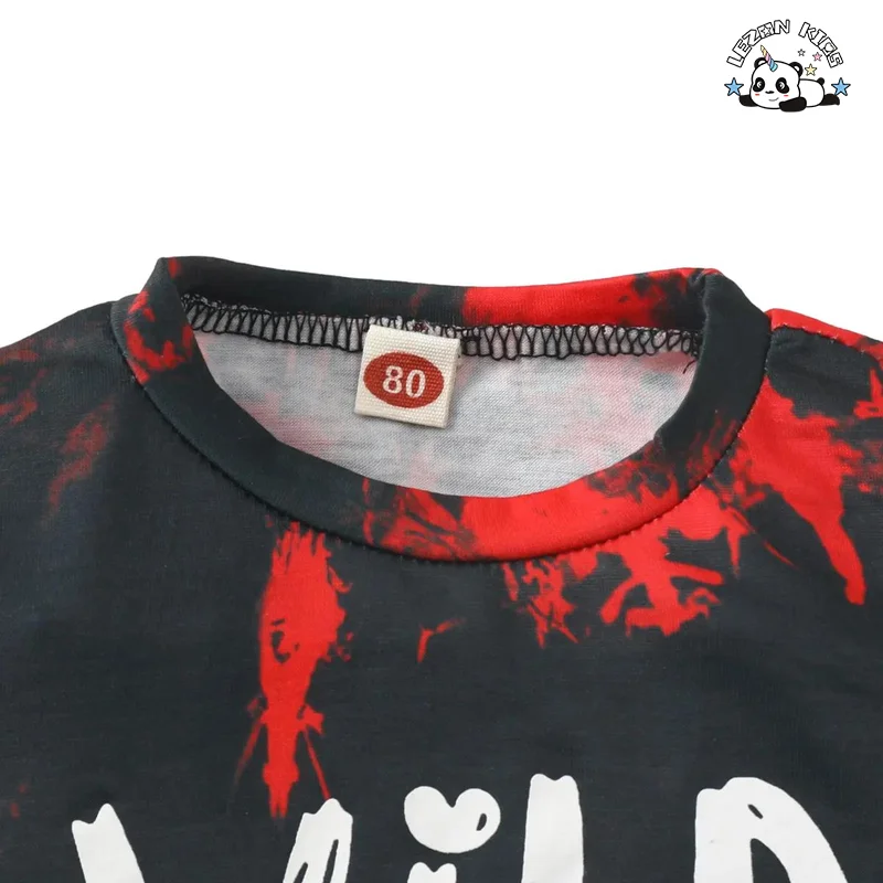 LEZONKIDS - Baby Boy Clothes Dip Dye Print Shirt Short Boy Set Child Clothes  Casual Cool Factory Customized Boy Set